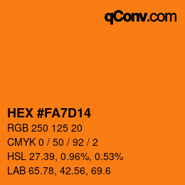 カラーコード: HEX #FA7D14 | qconv.com