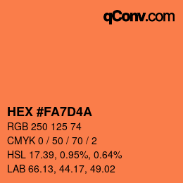 颜色代码: HEX #FA7D4A | qconv.com