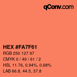 颜色代码: HEX #FA7F61 | qconv.com