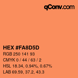 颜色代码: HEX #FA8D5D | qconv.com