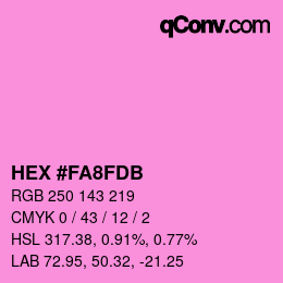 颜色代码: HEX #FA8FDB | qconv.com