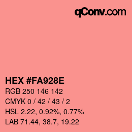 Color code: HEX #FA928E | qconv.com