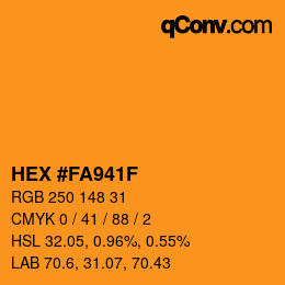 Farbcode: HEX #FA941F | qconv.com