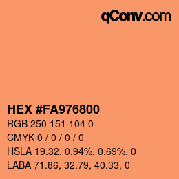 カラーコード: HEX #FA976800 | qconv.com