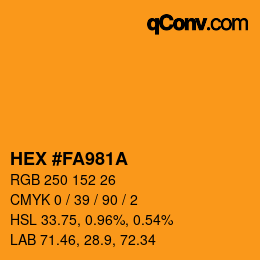 カラーコード: HEX #FA981A | qconv.com