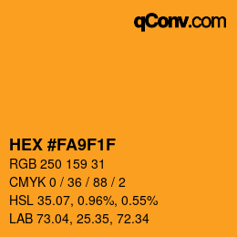 颜色代码: HEX #FA9F1F | qconv.com