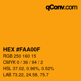 Color code: HEX #FAA00F | qconv.com