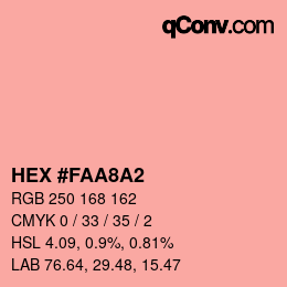 カラーコード: HEX #FAA8A2 | qconv.com