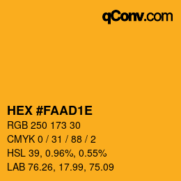 Color code: HEX #FAAD1E | qconv.com
