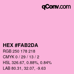カラーコード: HEX #FAB2DA | qconv.com