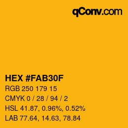 颜色代码: HEX #FAB30F | qconv.com