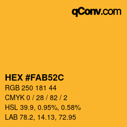 Color code: HEX #FAB52C | qconv.com