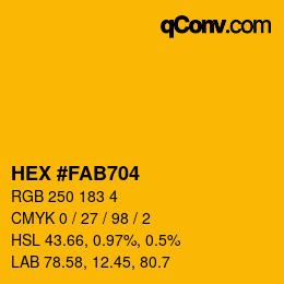 カラーコード: HEX #FAB704 | qconv.com