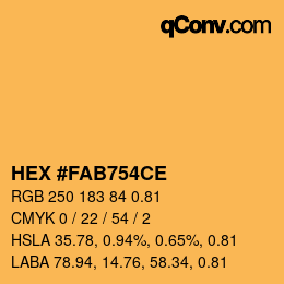 Farbcode: HEX #FAB754CE | qconv.com
