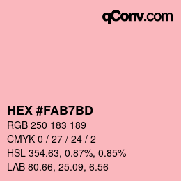 Color code: HEX #FAB7BD | qconv.com