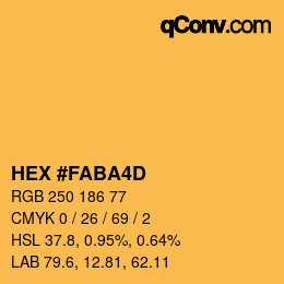 颜色代码: HEX #FABA4D | qconv.com