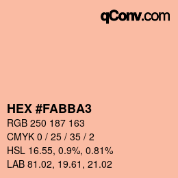 颜色代码: HEX #FABBA3 | qconv.com