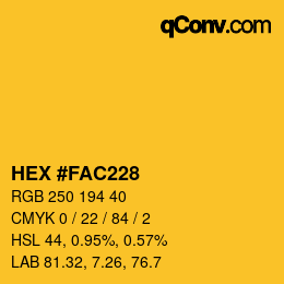 カラーコード: HEX #FAC228 | qconv.com