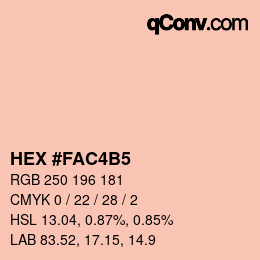 カラーコード: HEX #FAC4B5 | qconv.com