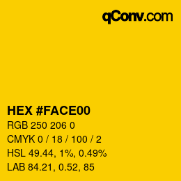 颜色代码: HEX #FACE00 | qconv.com