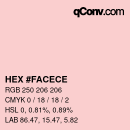 Color code: HEX #FACECE | qconv.com