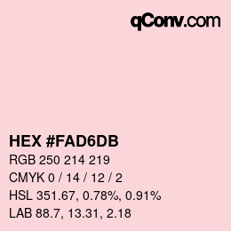 颜色代码: HEX #FAD6DB | qconv.com