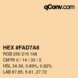 颜色代码: HEX #FAD7A8 | qconv.com