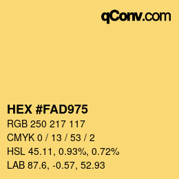Color code: HEX #FAD975 | qconv.com