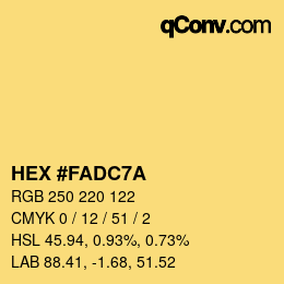 Color code: HEX #FADC7A | qconv.com