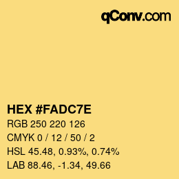 Color code: HEX #FADC7E | qconv.com