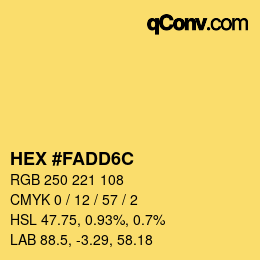 颜色代码: HEX #FADD6C | qconv.com