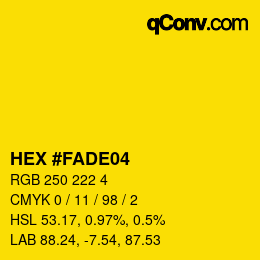 カラーコード: HEX #FADE04 | qconv.com