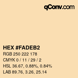 颜色代码: HEX #FADEB2 | qconv.com
