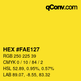 Color code: HEX #FAE127 | qconv.com