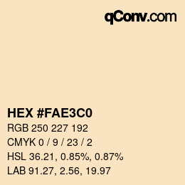 カラーコード: HEX #FAE3C0 | qconv.com