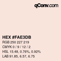 Color code: HEX #FAE3DB | qconv.com