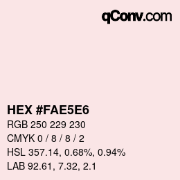 Código de color: HEX #FAE5E6 | qconv.com