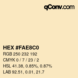 Color code: HEX #FAE8C0 | qconv.com