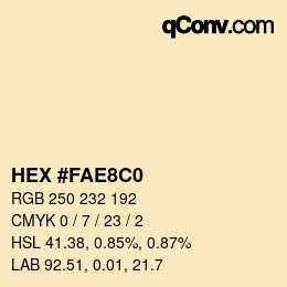 Color code: HEX #FAE8C0 | qconv.com