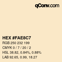 カラーコード: HEX #FAE8C7 | qconv.com