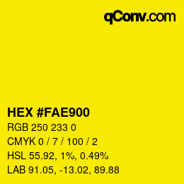 Color code: HEX #FAE900 | qconv.com