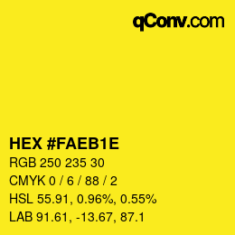 Color code: HEX #FAEB1E | qconv.com