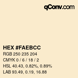 颜色代码: HEX #FAEBCC | qconv.com