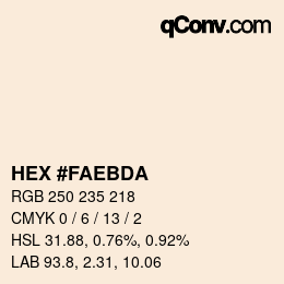 Color code: HEX #FAEBDA | qconv.com