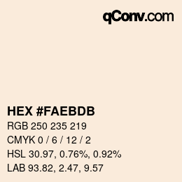 Color code: HEX #FAEBDB | qconv.com