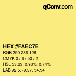 Color code: HEX #FAEC7E | qconv.com