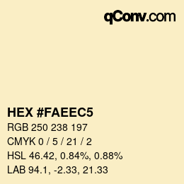 Color code: HEX #FAEEC5 | qconv.com