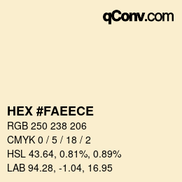 Color code: HEX #FAEECE | qconv.com