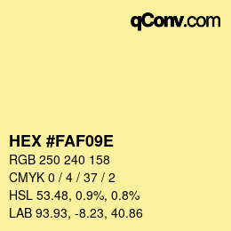 Color code: HEX #FAF09E | qconv.com