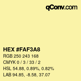 颜色代码: HEX #FAF3A8 | qconv.com